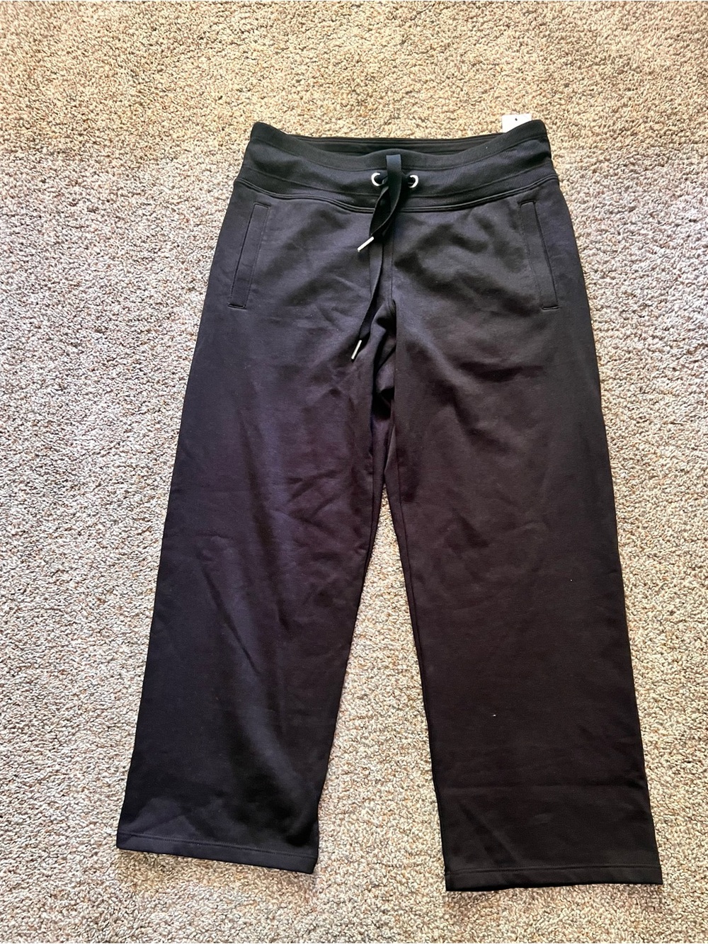 Calvin Klein Black Cropped Wide-Leg Sweatpants